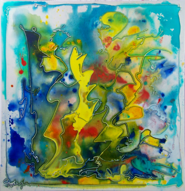 'Experimentelle Malerei I', Acryl auf Lwd., 100x100 cm